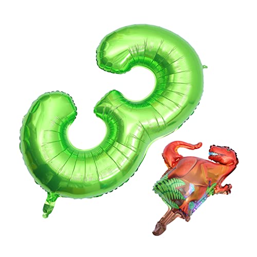 BESTonZON Großes Dinosaurier-zahlenballon-set Grün 40 Aluminiumfolien-feierballons Für Geburtstagsdekorationen von BESTonZON
