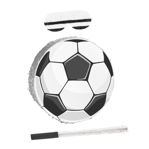 BESTonZON Fußball Pinata für Geburtstagsparty mit Stabilem Karton Buntem Krepppapier und Augenbinde Fußball Partydeko für Sportliche Mottopartys und Spiele von BESTonZON