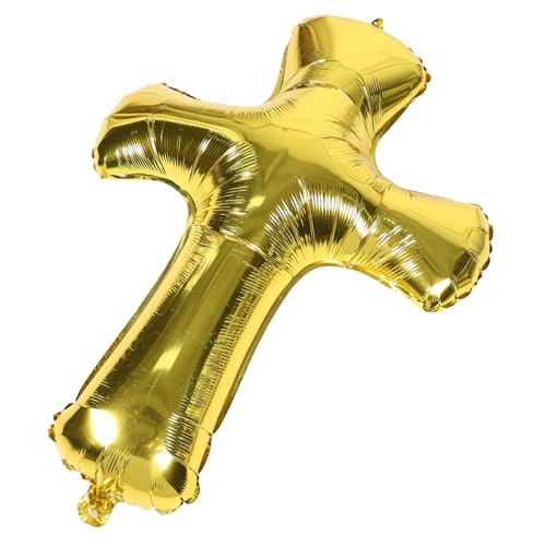 BESTonZON Goldener Kreuz folienballon Religiöse Partydeko für Taufe Erstkommunion Babyparty Shower Vielseitige Aluminiumfolie Langlebig von BESTonZON