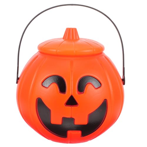BESTonZON Halloween Kürbis Süßigkeiteneimer mit Deckel Robuster Tragbarer Candy Bucket für Trick Treat Süßigkeitenbehälter mit Griff für Halloween Party und Geschenkaufbewahrung von BESTonZON
