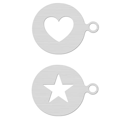 BESTonZON Kaffeeschablone 2 St¨¹cke Edelstahl Herz Stern Vorlagen Kaffeeschablone Vorlage Latte Kunst Schablone f¨¹r Cupcake ?e Schokoladendekor BESTonZON Kaffeeschablone 2 St¨¹cke Edelstahl Herz Stern Vorlagen Kaffeeschablone Vorlage Latte Kunst Schablone f¨¹r Cupcake ?e Schokoladendekor von BESTonZON