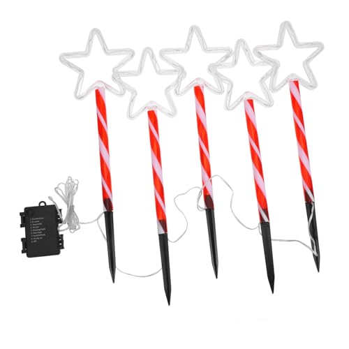 BESTonZON LED Weihnachtsstern Gartenstecker Wasserdichte Outdoor Weihnachtslampen mit Batteriebetrieb Festliche Rote und Weiße Fünf Sterne Dekorative Lichter für Terrasse Garten und BESTonZON LED Weihnachtsstern Gartenstecker Wasserdichte Outdoor Weihnachtslampen mit Batteriebetrieb Festliche Rote und Weiße Fünf Sterne Dekorative Lichter für Terrasse Garten und von BESTonZON