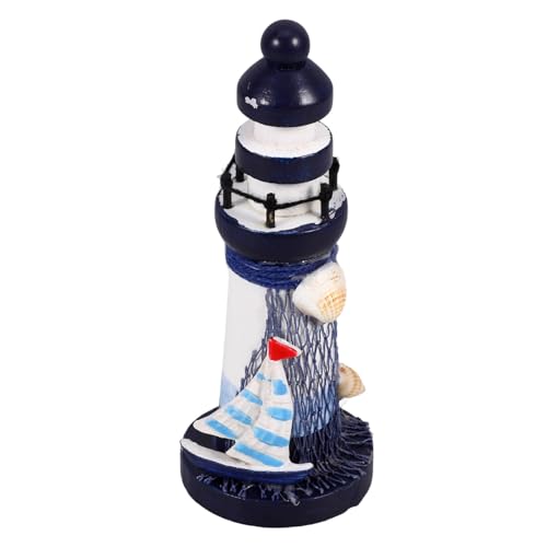 BESTonZON Mini Holz Leuchtturm Deko Mediterraner Stil Nautische Tischdekoration für Wohnzimmer Büro Regal von BESTonZON