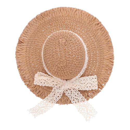 BESTonZON Miniatur Strohhalm Hüte Kleine Geflochtene Puppenhüte Mit Spitze Band Verzierungen Für DIY Puppenhaus Dekoration Zubehör von BESTonZON