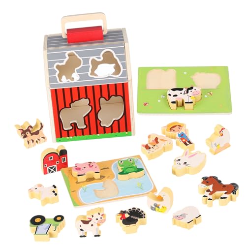 BESTonZON Montessori Holzbauernhof Spielset mit Bauernhoftieren Lernspielzeug für Jahre Farbenfrohe Holzfiguren für Drinnen und Draußen von Feinmotorik und Sprachentwicklung von BESTonZON