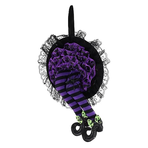 BESTonZON Party-Layout-Requisiten Damenband Deckel doppeltes Band Beige Hexen Halloween Dekoration Halloween-Dekoration Halloween-Szenendekoration Halloween- -Beine- Stoff Violett von BESTonZON