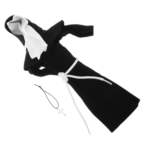 BESTonZON Plüsch Nonnenkostüm Für Puppen Realistische Rollenspiel-Outfit Für Kirchen-szenen Charmante Kleidung Für Kreative Spiele Silberne Halskette von BESTonZON