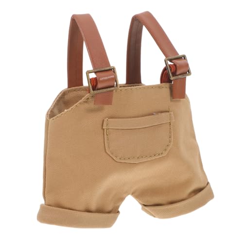 BESTonZON Puppenoverall Kuscheltier Kleidung Kleidung Charmante Puppen Kleine Tier Kleidung Karierte Puppenmode Puppen Overalls Süße Puppenoutfits Puppenkleider Stoff Khaki von BESTonZON