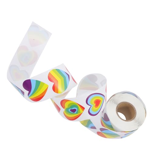 BESTonZON Rainbow Herz Aufkleber Rolle Bunte Pride Sticker mit Herzform DIY Bastelsticker für Umschläge Geschenkverpackung Hochzeit Valentinstag Scrapbooking Langlebig und Leicht BESTonZON Rainbow Herz Aufkleber Rolle Bunte Pride Sticker mit Herzform DIY Bastelsticker für Umschläge Geschenkverpackung Hochzeit Valentinstag Scrapbooking Langlebig und Leicht von BESTonZON