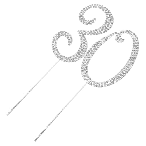 BESTonZON Silberner Glitzer Jahre Cake Topper mit Funkelnden Strasssteinen Stabile Party Deko für Geburtstag und Jubiläum Wiederverwendbar Einfach Einzufügen Reinigen von BESTonZON