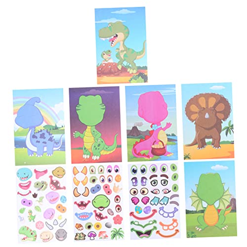 BESTonZON Sticker Dinosaurier-gesichtsaufkleber Für Kinder 90-teiliges Kreatives Aufkleber-Set Zum Spielen Und Lernen von BESTonZON