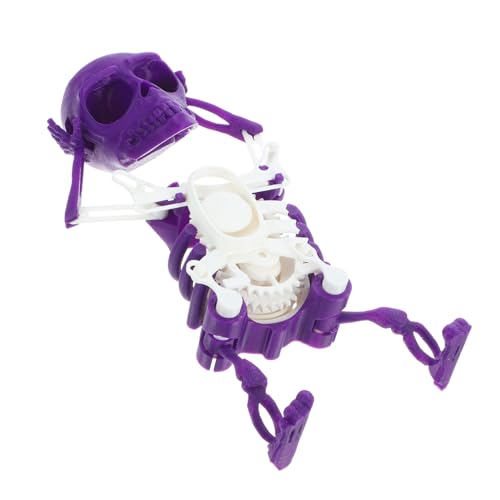 BESTonZON Tanzender Totenkopf Büro-stressspielzeug Halloween-Dekoration Skelett-aufziehspielzeug Tischdekoration Skelett Spielzeug Dekompressionsspielzeug Draussen Uhrwerk 3D Violett Plastik von BESTonZON