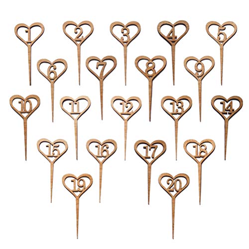 BESTonZON Tischnummer Holz Zahlen 1-20 Herzform Vintage Nummer Stick Hochzeit Geburtstag Party Deko 20 Stück BESTonZON Tischnummer Holz Zahlen 1-20 Herzform Vintage Nummer Stick Hochzeit Geburtstag Party Deko 20 Stück von BESTonZON