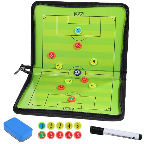 BESTonZON Tragbares Fußball Taktikboard Magnetisches Fußballtrainingstool PU PVC mit Marker und Radiergummi für Spielanalysen und Taktikplanung von BESTonZON
