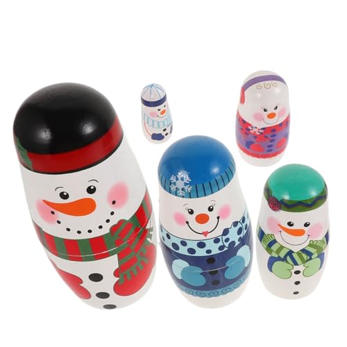 BESTonZON Weihnachtliche Schneemann Matroschka Puppen Teiliges Handgemachte Niedliche Holzfiguren Für Junge Mädchen Deko Und Geschenkidee Zu Weihnachten Und Geburtstagen von BESTonZON