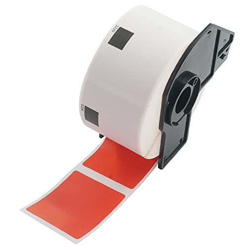 BETCKEY - 1 Rolle DK-11220 Thermopapieretiketten Kompatibel mit Brother, 39mm x 48mm, 620 Farbige Etiketten Rot für Brother QL Etikettendrucker von BETCKEY
