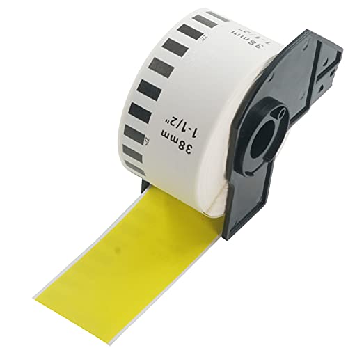 BETCKEY - 1 Rolle DK-22225 Endlosetiketten (Papier) Kompatibel mit Brother, 38mm x 30.48m, 1 Farbige Etiketten Gelb für Brother QL Etikettendrucker von BETCKEY