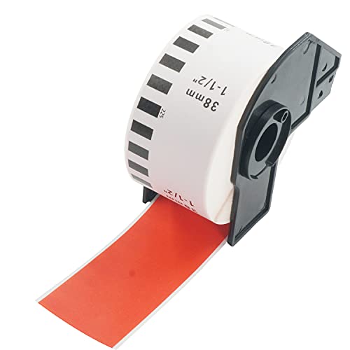 BETCKEY - 1 Rolle DK-22225 Endlosetiketten (Papier) Kompatibel mit Brother, 38mm x 30.48m, 1 Farbige Etiketten Rot für Brother QL Etikettendrucker von BETCKEY