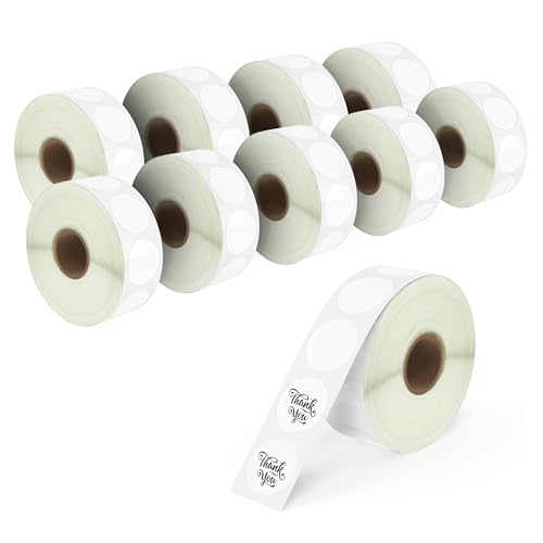 BETCKEY - 1 Zoll / 25 mm runde Etiketten kompatibel mit Zebra & More Etikettendrucker, perforiert [10 Rollen, 13800 Etiketten] von BETCKEY