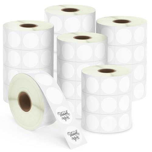 BETCKEY - 1 Zoll / 25 mm runde Etiketten kompatibel mit Zebra & More Etikettendrucker, perforiert [20 Rollen, 27600 Etiketten] von BETCKEY