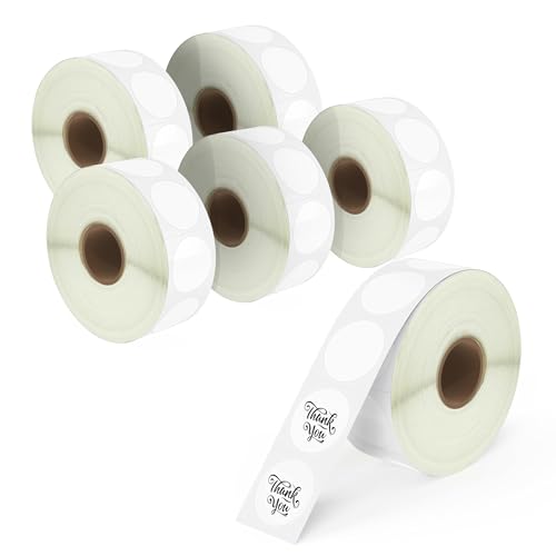 BETCKEY - 1 Zoll / 25 mm runde Etiketten kompatibel mit Zebra & More Etikettendrucker, perforiert [6 Rollen, 8280 Etiketten] von BETCKEY