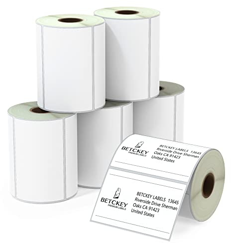 BETCKEY - 102mm x 64mm(4 in x 2,5 in) Perforierte Versand/Mehrzweck Thermoetiketten Kompatibel mit Zebra und weiteren Druckern [6 Rollen/3720 Etiketten] von BETCKEY