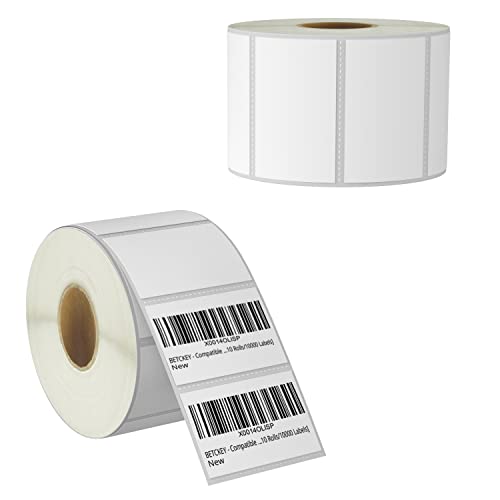 BETCKEY - 57mm x 32mm(2,25 in x 1,25 in) Perforierte Barcode/Mehrzweck Thermoetiketten Kompatibel mit Zebra und weiteren Druckern [2 Rollen/2000 Etiketten] von BETCKEY