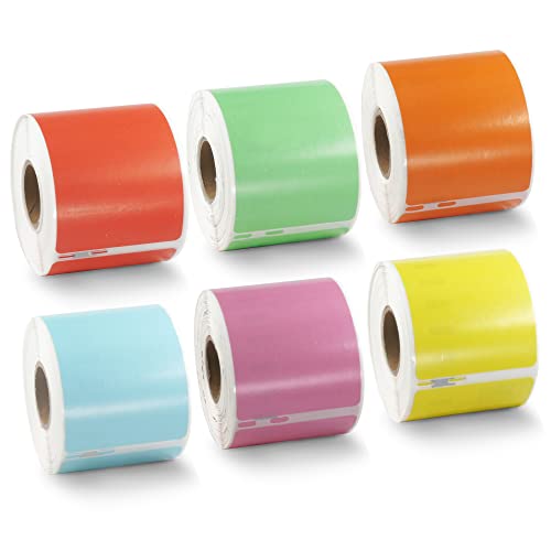 BETCKEY - 6 Große Rollen 6 Farbe gemischt Versandetiketten Kompatibel mit DYMO 99014(S0722430), 54mm x 101mm, 1440 Farbige Etiketten für LabelWriter 450, 4XL NICHT passend 550 oder 5XL von BETCKEY