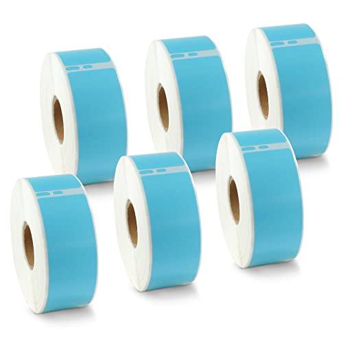 BETCKEY - 6 Große Rollen Blau Adressetiketten Kompatibel mit DYMO 99010(S0722370), 28mm x 89mm, 2100 Farbige Etiketten für LabelWriter 450, 4XL NICHT passend 550 oder 5XL von BETCKEY