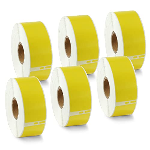 BETCKEY - 6 Große Rollen Gelb Adressetiketten Kompatibel mit DYMO 99010(S0722370), 28mm x 89mm, 2100 Farbige Etiketten für LabelWriter 450, 4XL NICHT passend 550 oder 5XL von BETCKEY