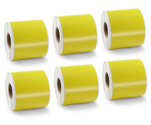 BETCKEY - 6 Große Rollen Gelb Mehrzwecketiketten Kompatibel mit DYMO 99019(S0722480), 59mm x 190mm, 900 Farbige Etiketten für LabelWriter 450, 4XL NICHT passend 550 oder 5XL von BETCKEY