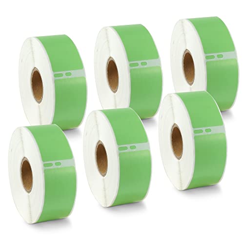 BETCKEY - 6 Große Rollen Grün Adressetiketten Kompatibel mit DYMO 99010(S0722370), 28mm x 89mm, 2100 Farbige Etiketten für LabelWriter 450, 4XL NICHT passend 550 oder 5XL von BETCKEY