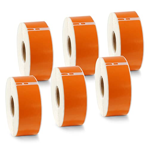 BETCKEY - 6 Große Rollen Orange Adressetiketten Kompatibel mit DYMO 99010(S0722370), 28mm x 89mm, 2100 Farbige Etiketten für LabelWriter 450, 4XL NICHT passend 550 oder 5XL von BETCKEY