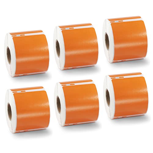 BETCKEY - 6 Große Rollen Orange Mehrzwecketiketten Kompatibel mit DYMO 99015(S0722440), 54mm x 70mm, 2400 Farbige Etiketten für LabelWriter 450, 4XL NICHT passend 550 oder 5XL von BETCKEY
