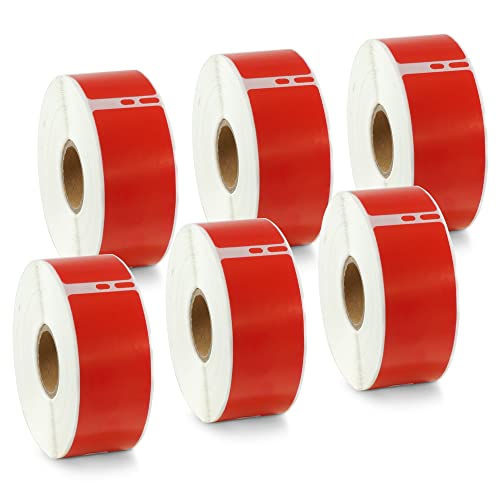BETCKEY - 6 Große Rollen Rot Adressetiketten Kompatibel mit DYMO 99010(S0722370), 28mm x 89mm, 2100 Farbige Etiketten für LabelWriter 450, 4XL NICHT passend 550 oder 5XL von BETCKEY