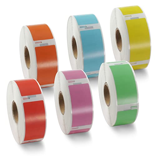 BETCKEY - 6 Rollen 6 Farbe gemischt Adressetiketten Kompatibel mit DYMO 11352(S0722520), 25mm x 54mm, 3000 Farbige Etiketten für LabelWriter 450, 4XL NICHT passend 550 oder 5XL von BETCKEY