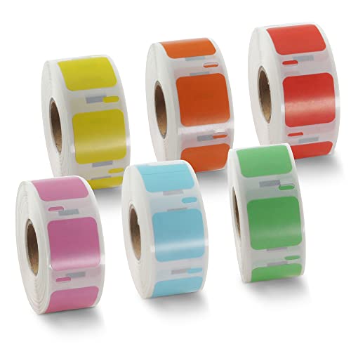 BETCKEY - 6 Rollen 6 Farbe gemischt Mehrzwecketiketten Kompatibel mit DYMO S0929120, 25mm x 25mm, 4500 Farbige Etiketten für LabelWriter 450, 4XL NICHT passend 550 oder 5XL von BETCKEY