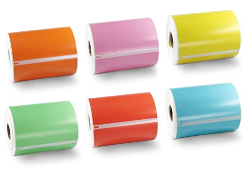 BETCKEY - 6 Rollen 6 Farbe gemischt Versandetiketten Kompatibel mit DYMO S0904980, 104mm x 159mm, 1320 Farbige Etiketten für LabelWriter 4XL, NICHT passend 5XL von BETCKEY