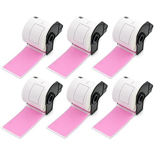 BETCKEY - 6 Rollen DK-11202 Versandetiketten Kompatibel mit Brother, 62mm x 100mm, 1800 Farbige Etiketten Rosa für Brother QL Etikettendrucker BETCKEY - 6 Rollen DK-11202 Versandetiketten Kompatibel mit Brother, 62mm x 100mm, 1800 Farbige Etiketten Rosa für Brother QL Etikettendrucker von BETCKEY