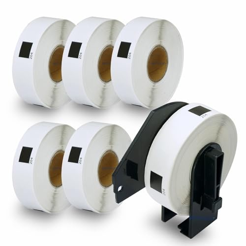 BETCKEY - 6 Rollen DK-11204 Mehrzwecketiketten Kompatibel mit Brother, 17mm x 54mm, 2400 Etiketten für Brother QL Etikettendrucker (1 Wiederverwendbare Etikettenhalter) von BETCKEY
