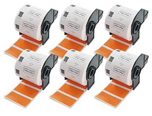 BETCKEY - 6 Rollen DK-11209 Kleine Adressetiketten Kompatibel mit Brother, 62mm x 29mm, 4800 Farbige Etiketten Orange für Brother QL Etikettendrucker von BETCKEY