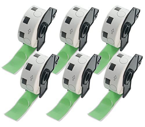 BETCKEY - 6 Rollen DK-11218 1 Zoll runde Etiketten Kompatibel mit Brother, Φ24mm Round, 6000 Farbige Etiketten Grün für Brother QL Etikettendrucker BETCKEY - 6 Rollen DK-11218 1 Zoll runde Etiketten Kompatibel mit Brother, Φ24mm Round, 6000 Farbige Etiketten Grün für Brother QL Etikettendrucker von BETCKEY