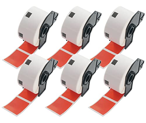 BETCKEY - 6 Rollen DK-11220 Thermopapieretiketten Kompatibel mit Brother, 39mm x 48mm, 3720 Farbige Etiketten Rot für Brother QL Etikettendrucker von BETCKEY