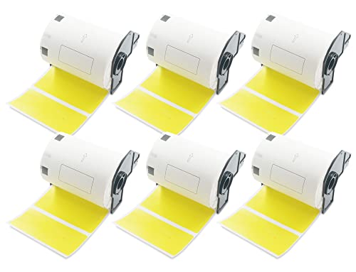BETCKEY - 6 Rollen DK-11240 Barcode-Etiketten Kompatibel mit Brother, 102mm x 51mm, 3600 Farbige Etiketten Gelb für Brother QL Etikettendrucker von BETCKEY