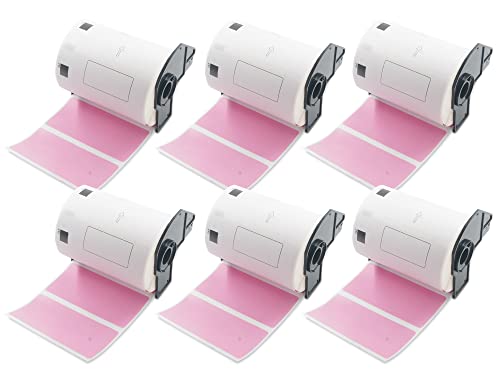 BETCKEY - 6 Rollen DK-11240 Barcode-Etiketten Kompatibel mit Brother, 102mm x 51mm, 3600 Farbige Etiketten Rosa für Brother QL Etikettendrucker von BETCKEY