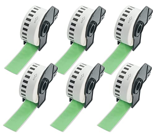 BETCKEY - 6 Rollen DK-22210 Endlosetiketten (Papier) Kompatibel mit Brother, 29mm x 30.48m, 6 Farbige Etiketten Grün für Brother QL Etikettendrucker von BETCKEY