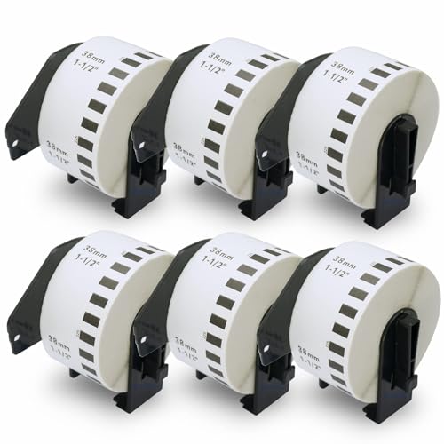 BETCKEY - 6 Rollen DK-22225 Endlosetiketten (Papier) Kompatibel mit Brother, 38mm x 30.48m, 6 Etiketten für Brother QL Etikettendrucker von BETCKEY