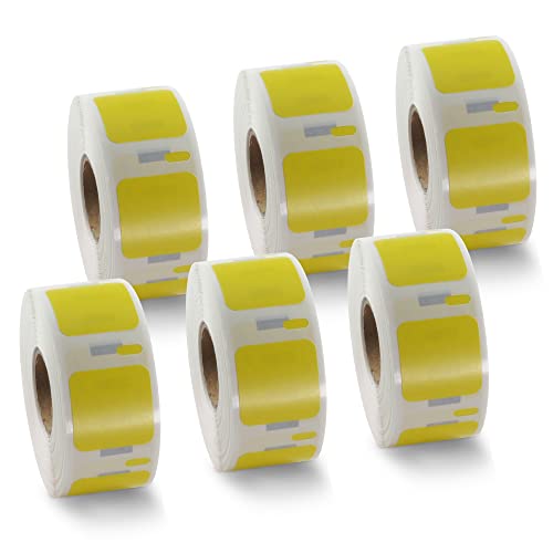 BETCKEY - 6 Rollen Gelb Mehrzwecketiketten (Klein) Kompatibel mit DYMO S0929120, 25mm x 25mm, 4500 Farbige Etiketten für LabelWriter 450 Serie und 4XL von BETCKEY