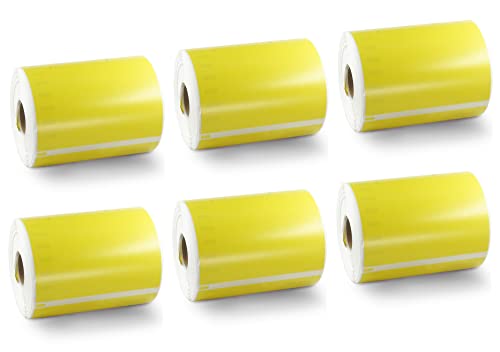 BETCKEY - 6 Rollen Gelb Versandetiketten Kompatibel mit DYMO S0904980, 104mm x 159mm, 1320 Farbige Etiketten für LabelWriter 4XL, NICHT passend 5XL von BETCKEY