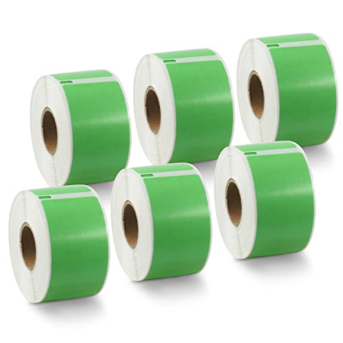BETCKEY - 6 Rollen Grün Adressetiketten (Groß) Kompatibel mit DYMO 99012(S0722400), 36mm x 89mm, 1560 Farbige Etiketten für LabelWriter 450, 4XL NICHT passend 550 oder 5XL von BETCKEY